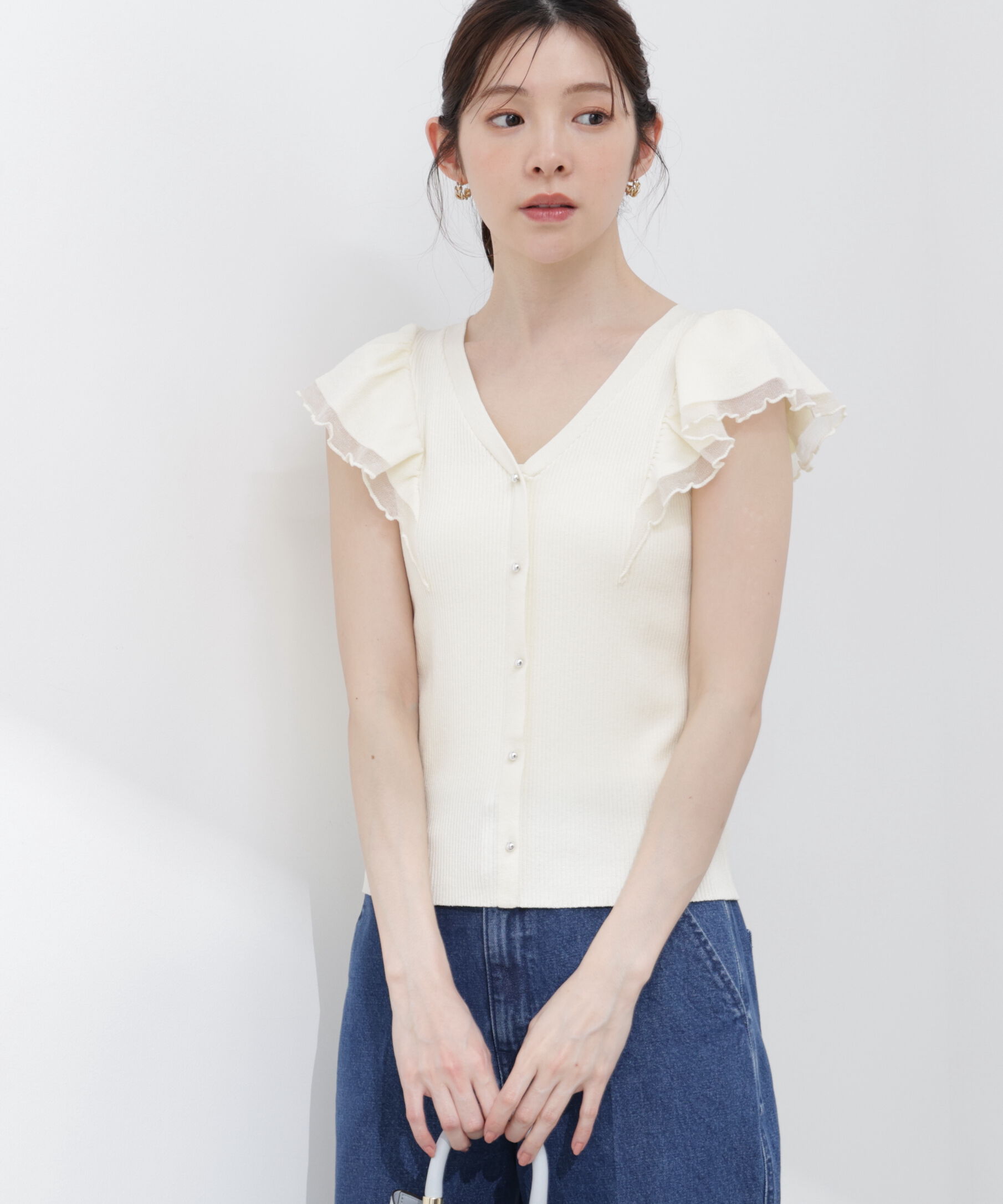 PROPORTION BODY DRESSING「部分シアーラッフルニット 26SS」|ニット・セーター|