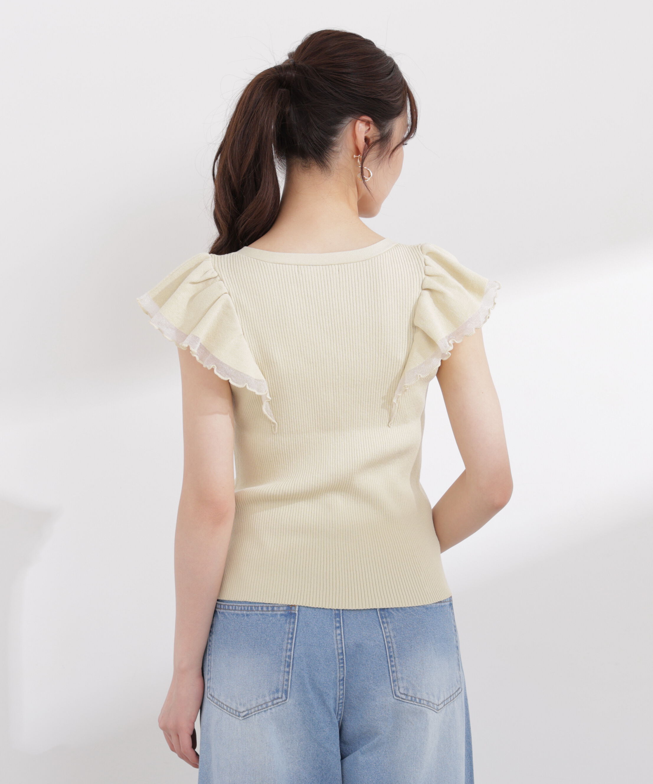 PROPORTION BODY DRESSING「部分シアーラッフルニット 26SS」|ニット・セーター|