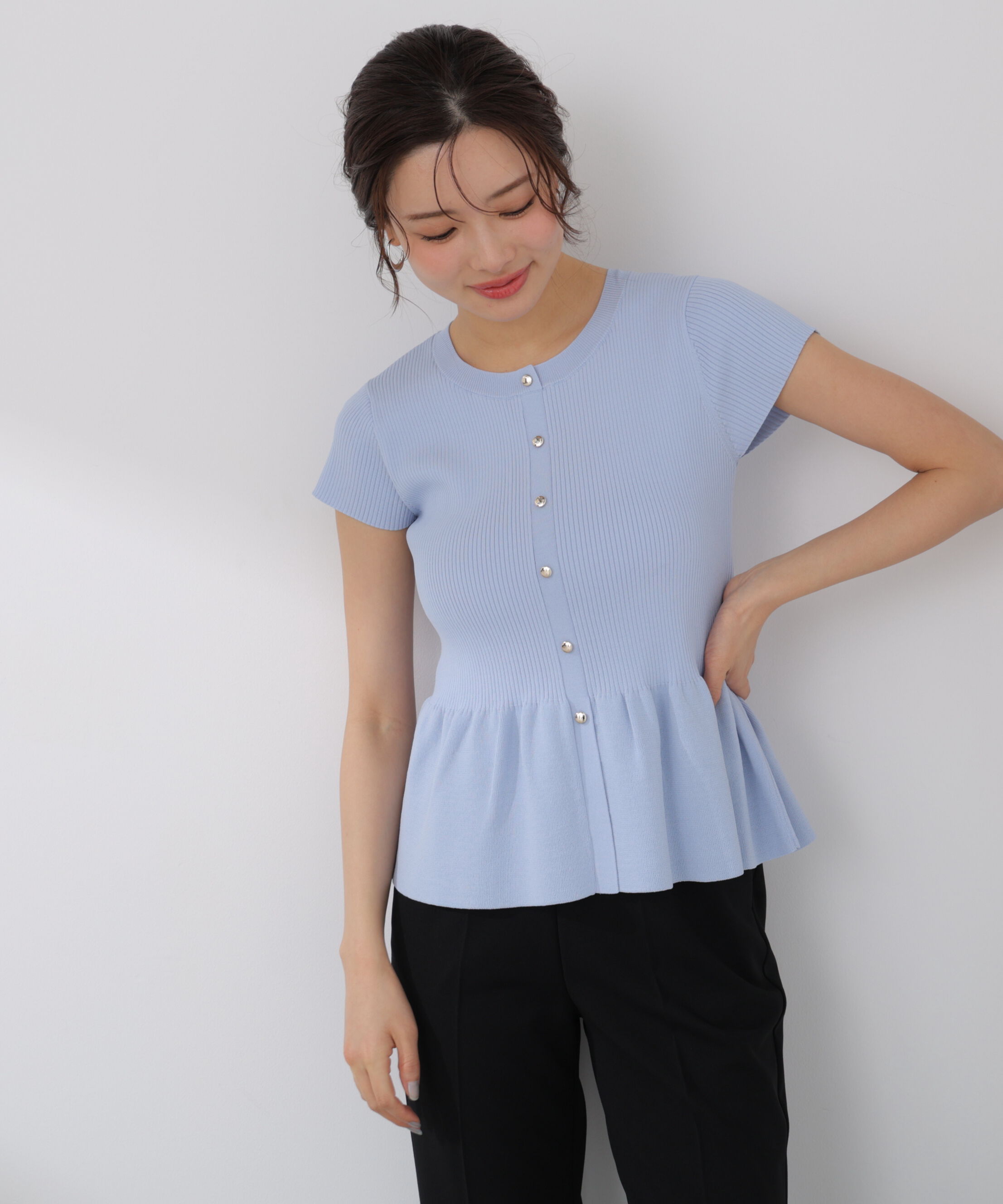 PROPORTION BODY DRESSING「ショート丈リブペプラムニット 26SS」|ニット・セーター|