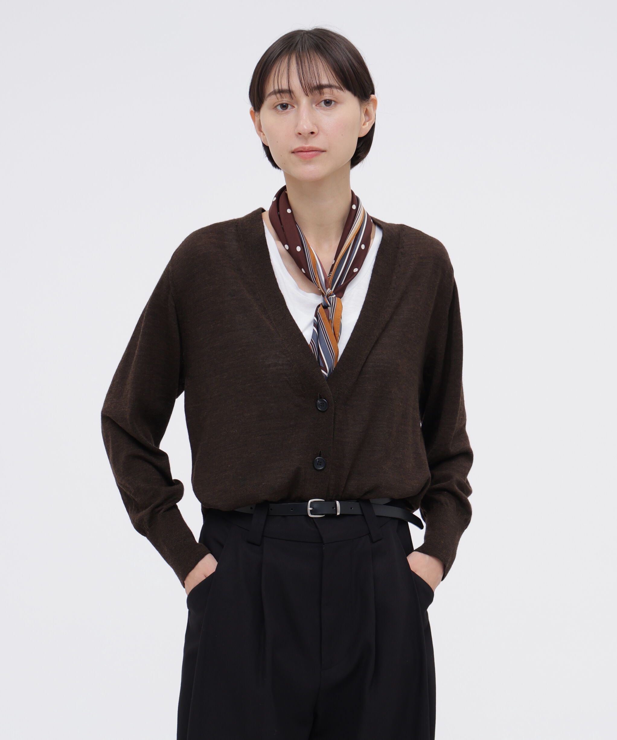  「FINE WOOL KNITWEAR」|カーディガン|DARK BROWN2