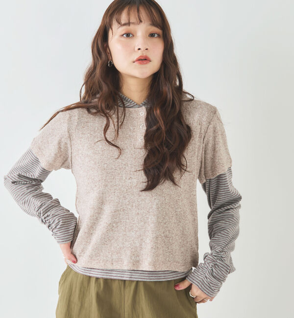 archives「ヘンリーネックＴＯＰＳ&times;ボーダーフーディーＳＥＴ」|カーディガン|