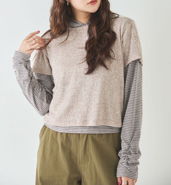 archives「ヘンリーネックＴＯＰＳ&times;ボーダーフーディーＳＥＴ」|カーディガン|