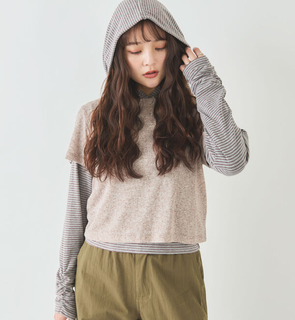 archives「ヘンリーネックＴＯＰＳ&times;ボーダーフーディーＳＥＴ」|カーディガン|