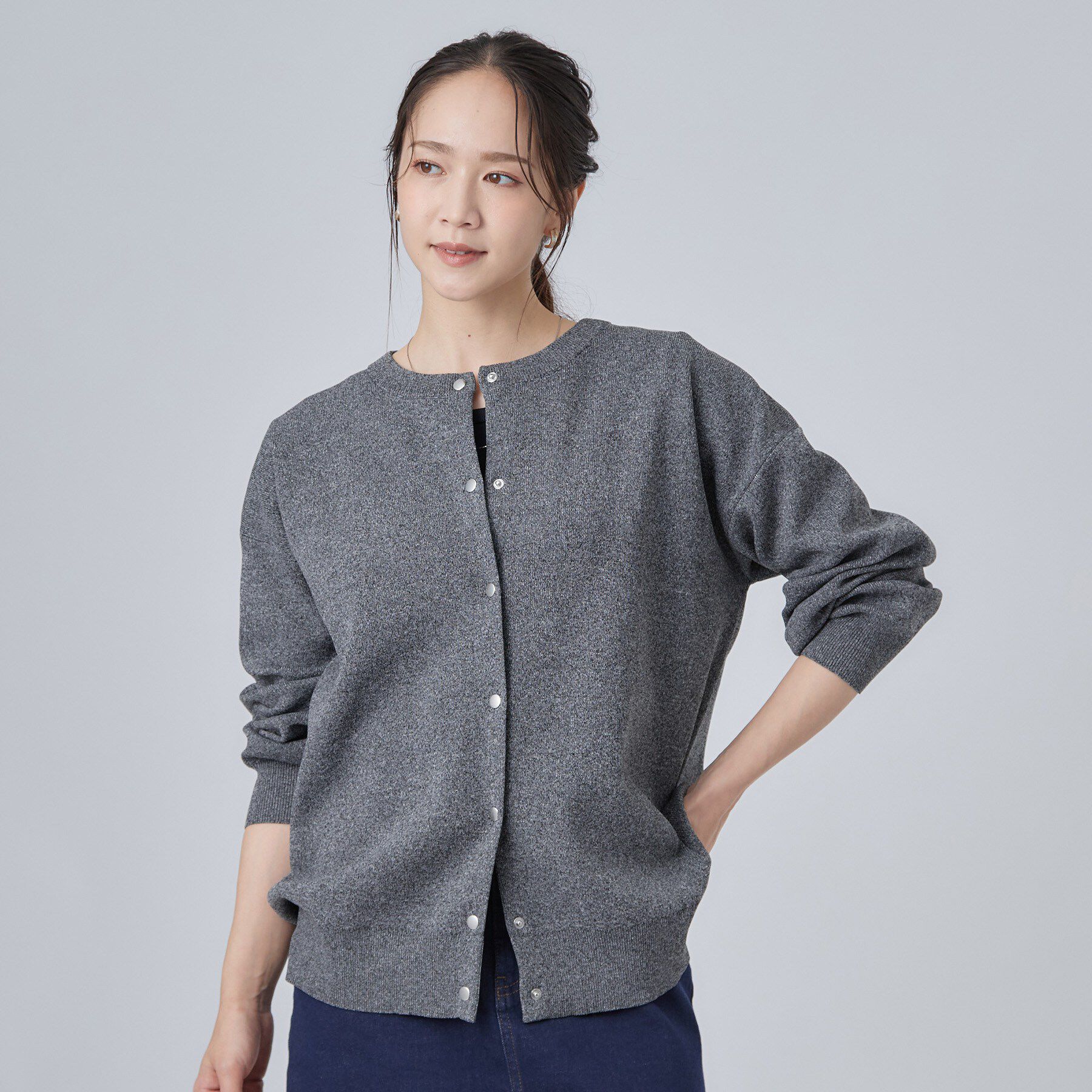 SHOO･LA･RUE「【セットアップ可/洗濯機可】軽やかに羽織れる スポンディシュニットカーディガン」|カーディガン|
