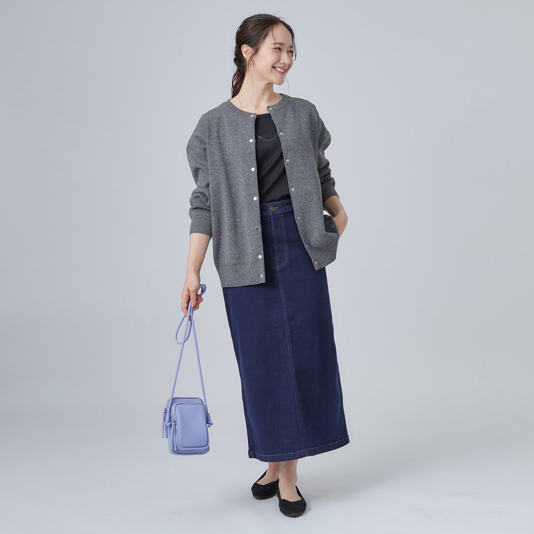 SHOO･LA･RUE「【セットアップ可/洗濯機可】軽やかに羽織れる スポンディシュニットカーディガン」|カーディガン|