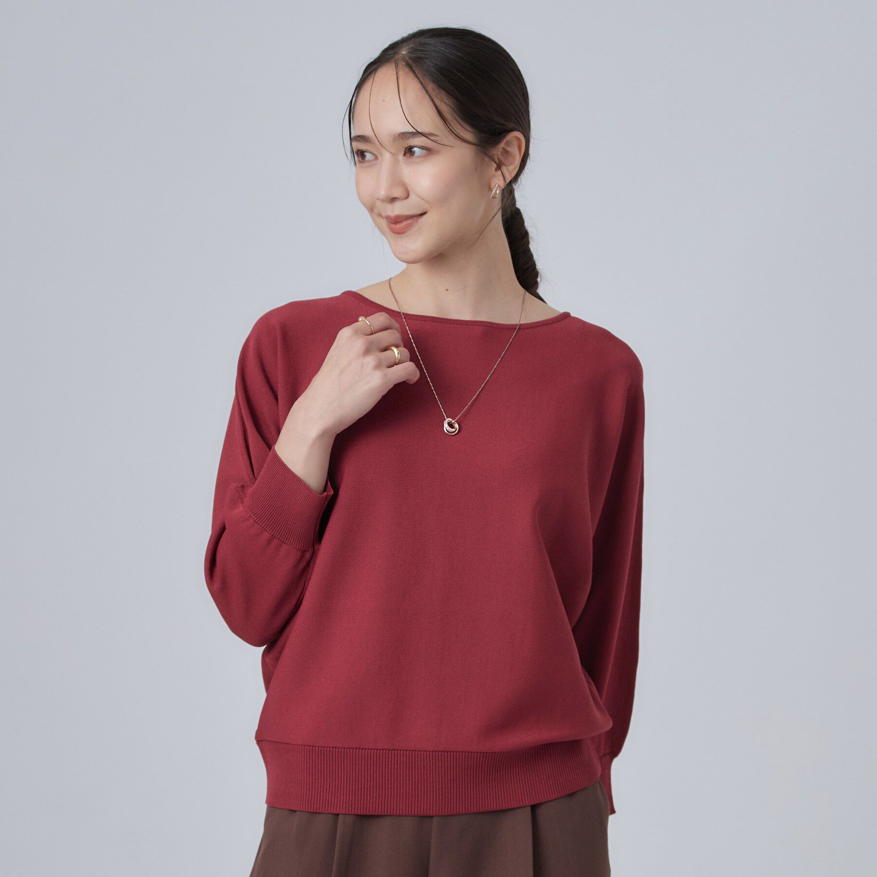SHOO･LA･RUE「【洗濯機可】軽やかでさらっとしたタッチ すっきり見えドルマンニット」|ニット・セーター|