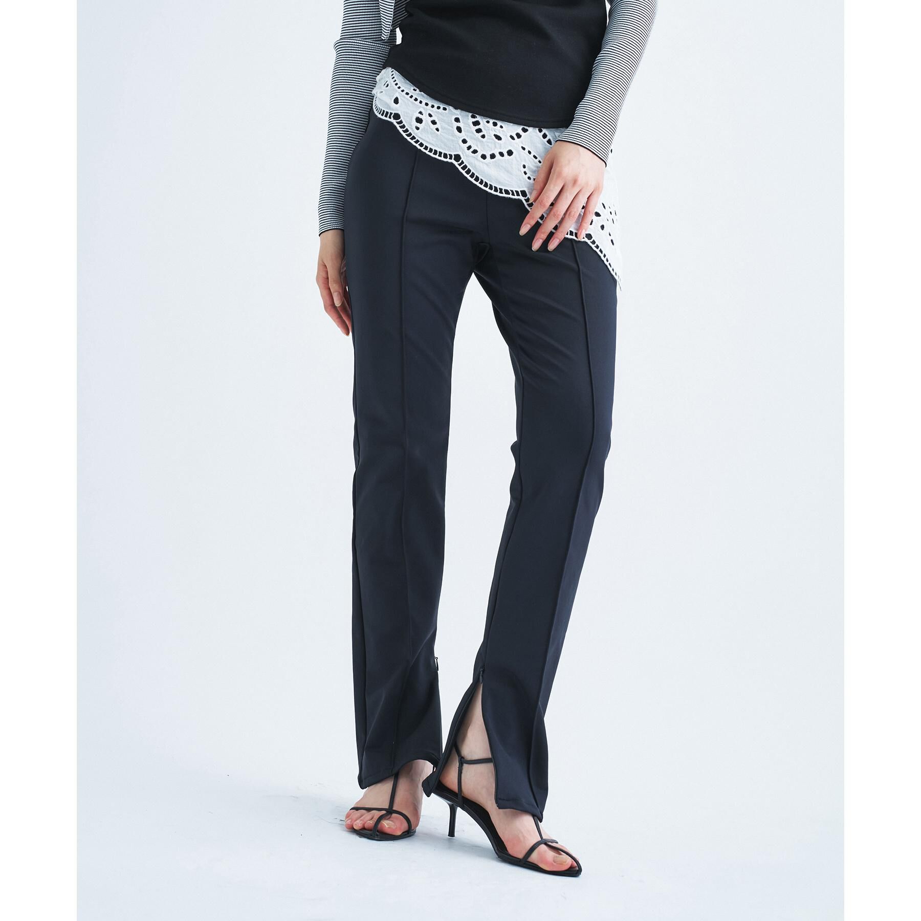 CODE A「【Re】zip leggings pants」|その他|ブラック(019)