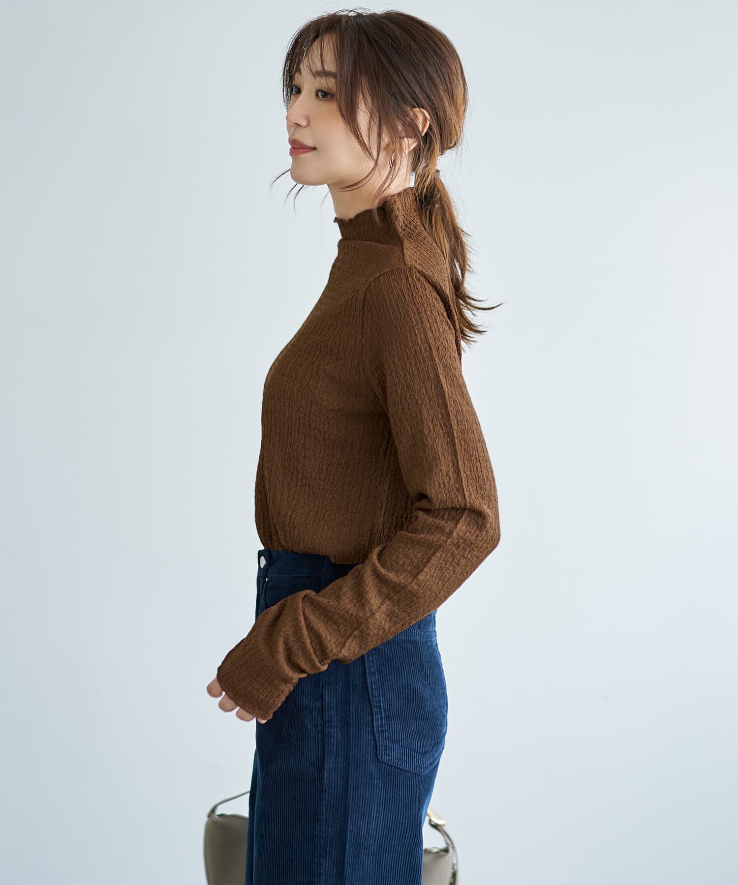 STYLE DELI「バブルシャーリングボトルネックトップス」|Tシャツ・カットソー|