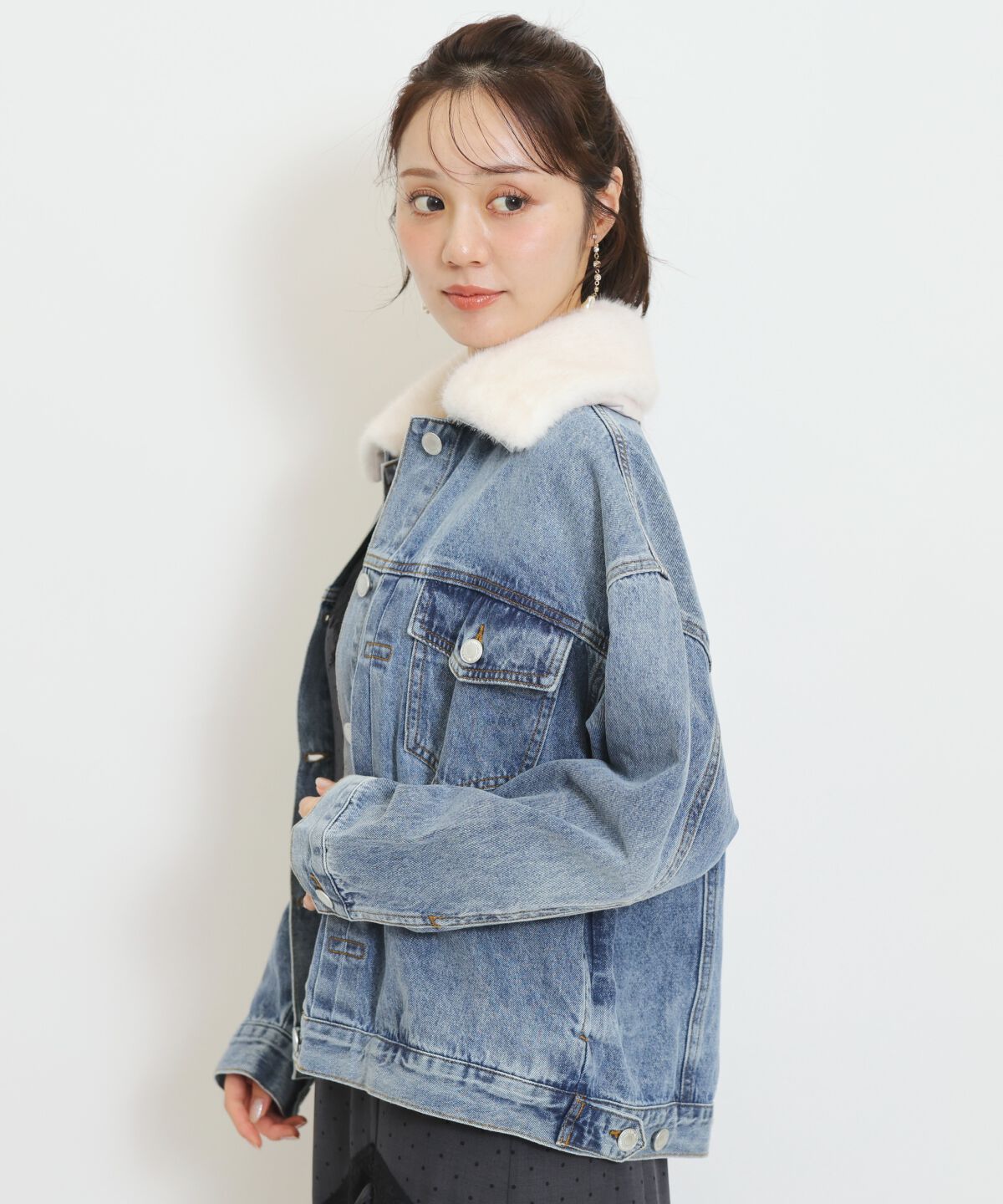 WILLSELECTION「ファーティペットオーバーサイズデニムジャケット」|デニムジャケット|