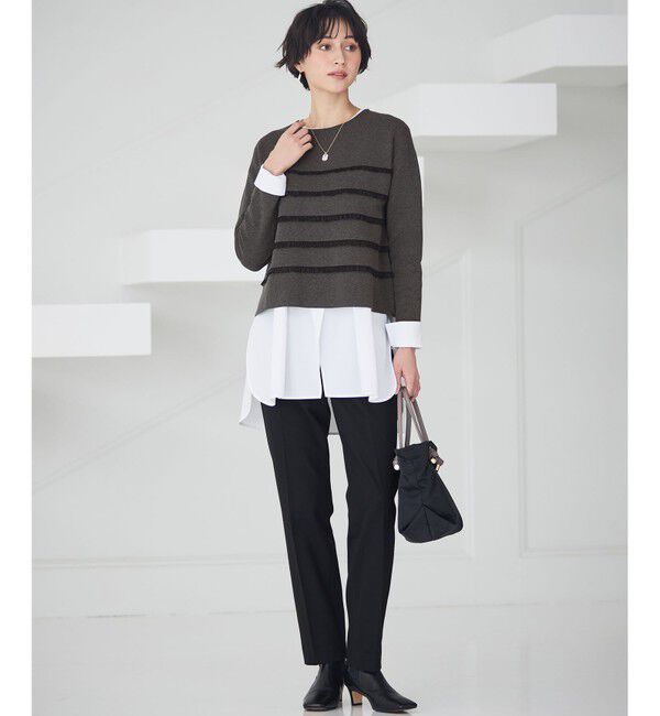 23区「【VERY掲載/洗える】ナチュラルコットンベア シャツレイヤード カットソー」|Tシャツ・カットソー|