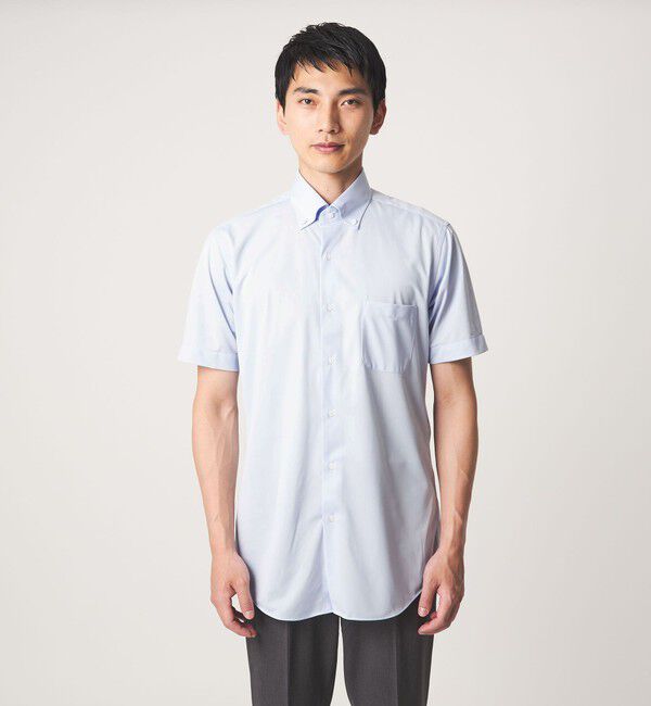 UNITED ARROWS green label relaxing「A+ COOL Pトリコット シャドーストライプ スタンダード ボタンダウン 半袖 ドレスシャツ -ストレッチ・イー」|シャツ・ブラウス|