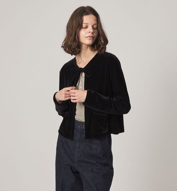 STEVEN ALAN「＜Steven Alan＞ベロア ボレロ カーディガン」|カーディガン|BLACK