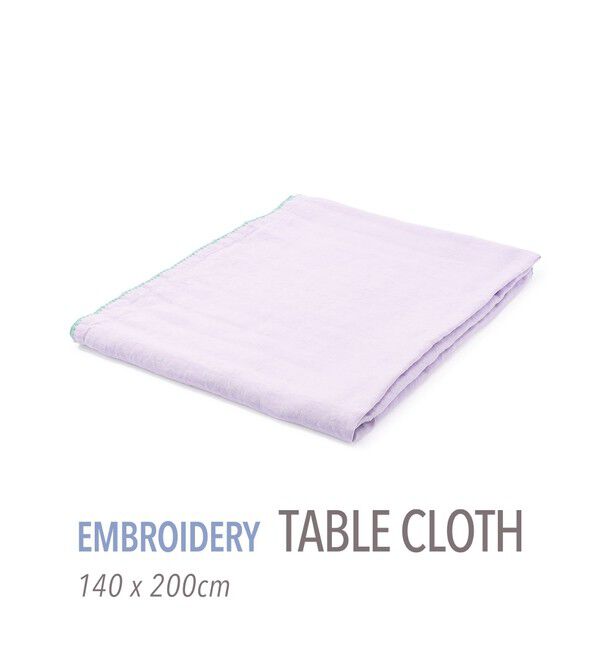 TOMORROWLAND HOME「プレーンリネン テーブルクロス エンブロイダリー（140cm X 200cm）」|食器・キッチングッズ|73 ライトパープル