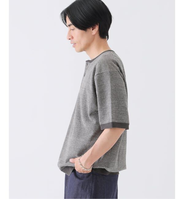 EDIFICE「《EDIFICE by PIPPIOLINO》パイル ボーダー ヘンリー」|Tシャツ・カットソー|