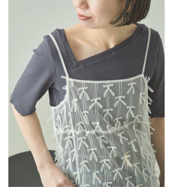 journal standard L'essage「スパンテレコ半袖アシンメトリープルオーバー」|Tシャツ・カットソー|グレー