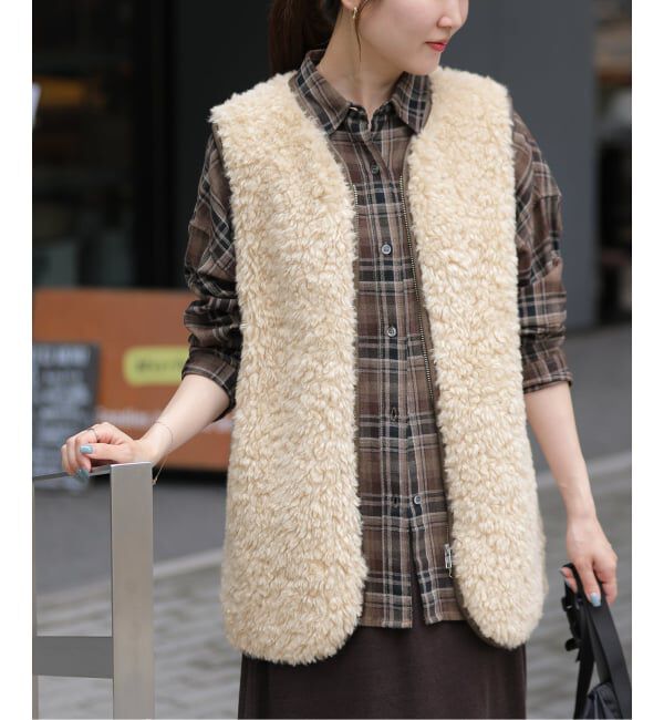 JOURNAL STANDARD relume「《追加予約》シープフェイクファージップベスト」|ダウンベスト・ベスト|ベージュ