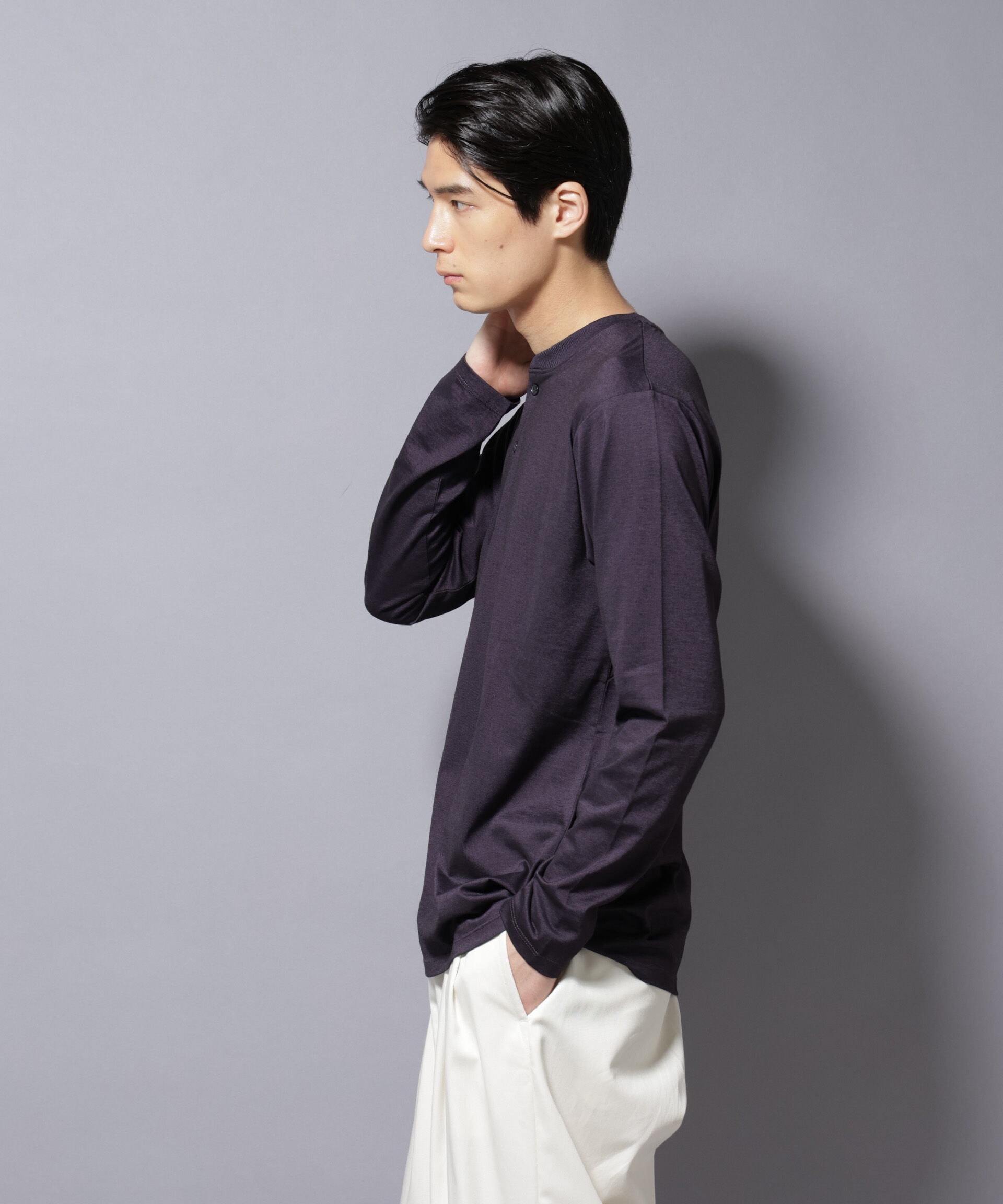 NANO universe「ソラーロライトストレッチヘンリーネックTシャツ 長袖」|Tシャツ・カットソー|