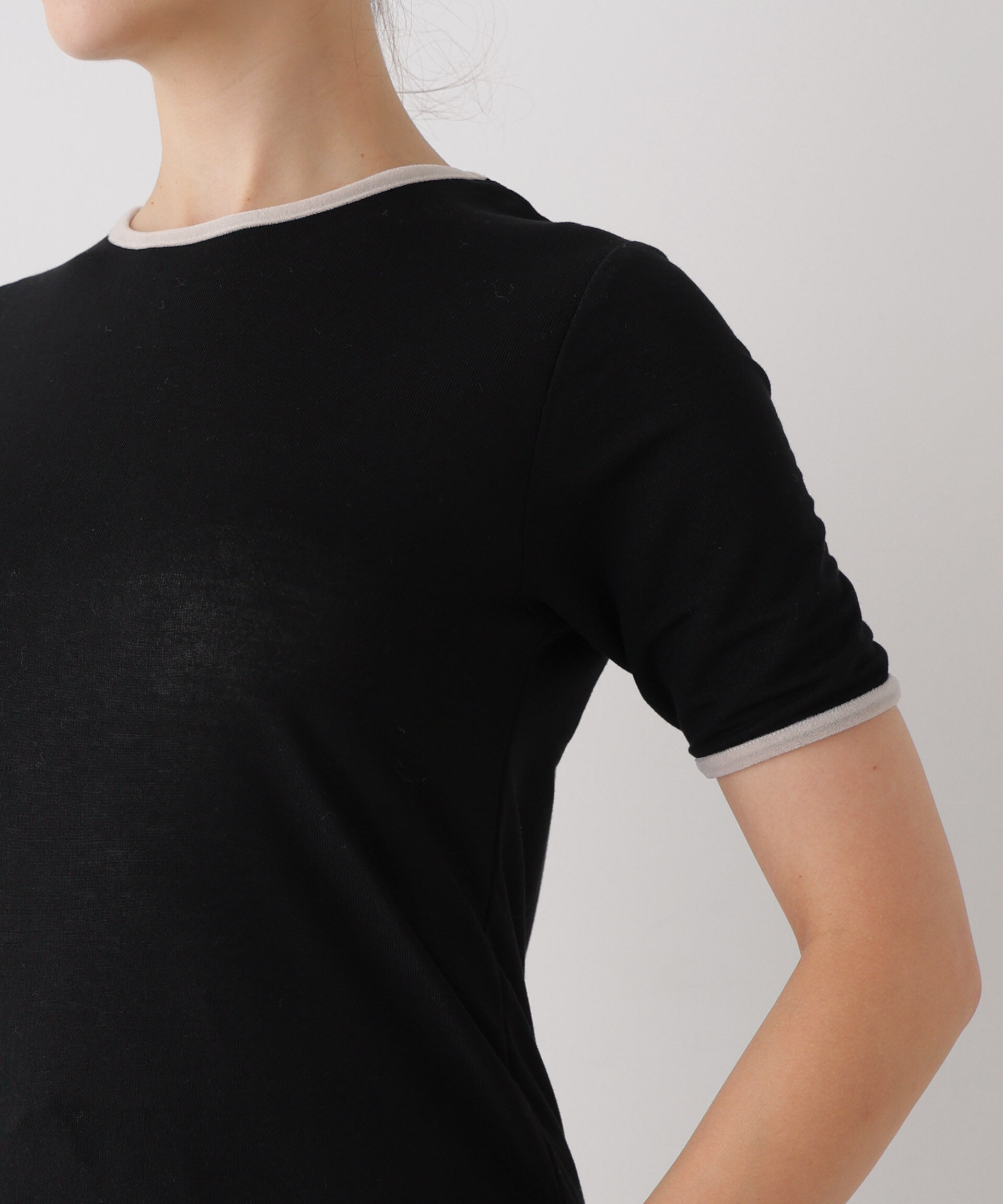 NANO universe「WEB限定/ベロアパイピングリンガーTシャツ」|Tシャツ・カットソー|
