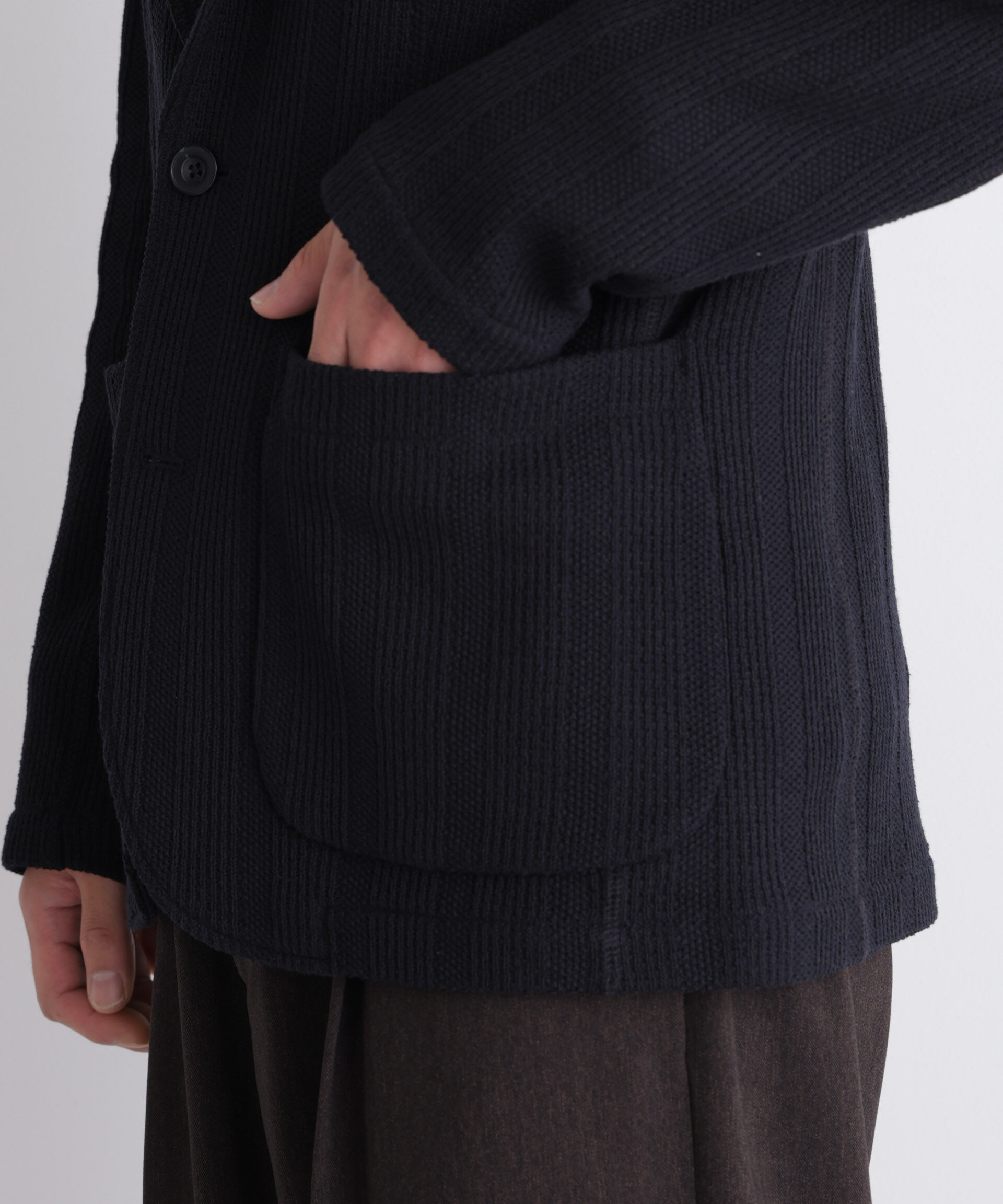 NANO universe「｢DamerinoJacket｣TEXBRID(R) リンクスストライプジャージージャケット」|テーラードジャケット|