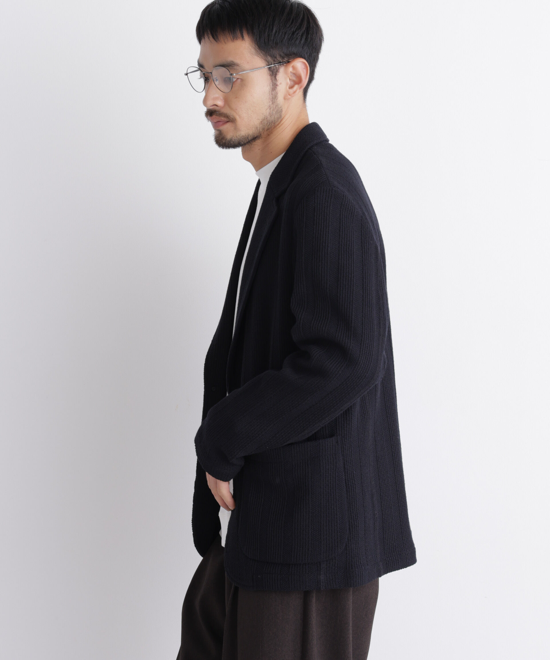 NANO universe「｢DamerinoJacket｣TEXBRID(R) リンクスストライプジャージージャケット」|テーラードジャケット|