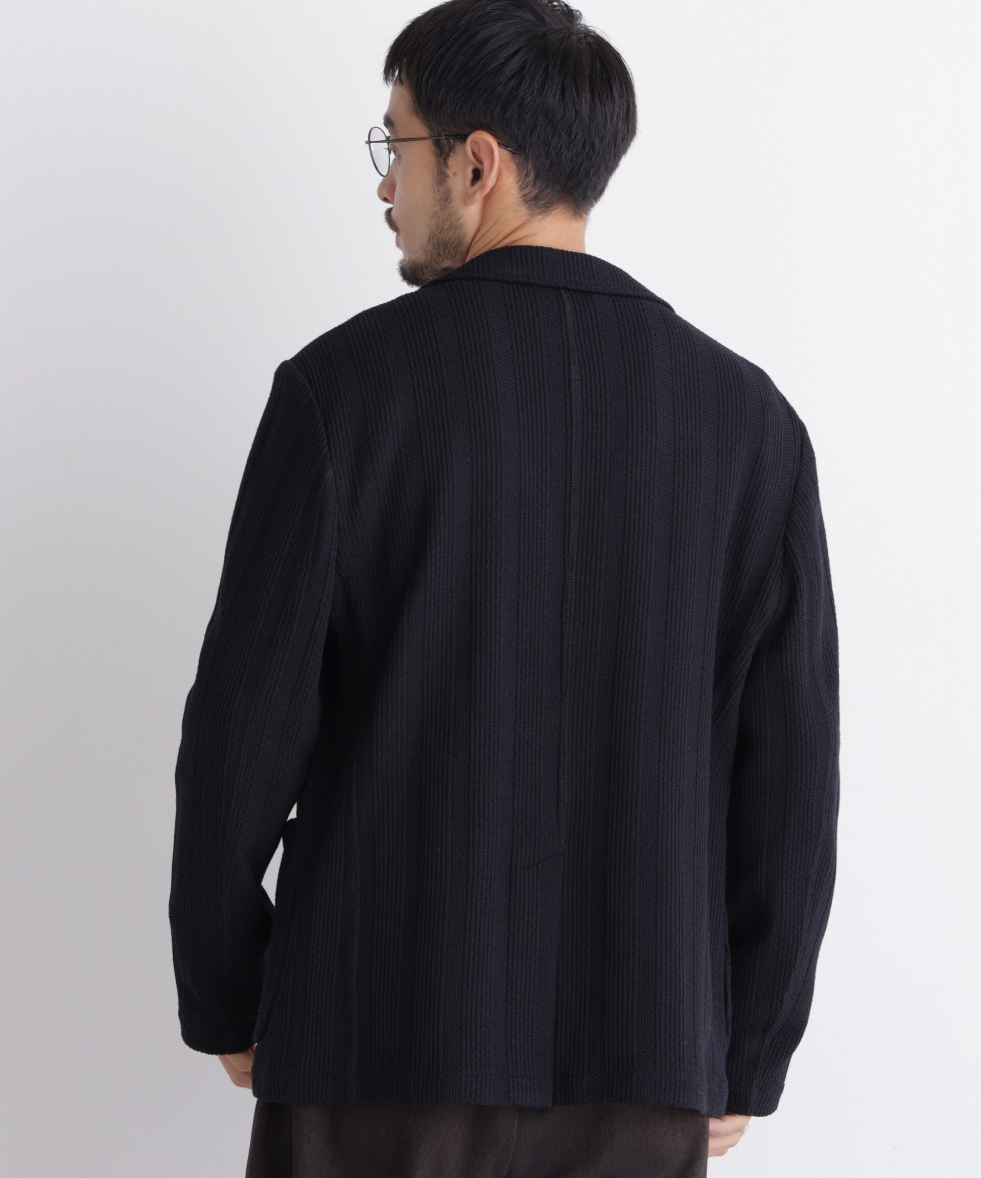 NANO universe「｢DamerinoJacket｣TEXBRID(R) リンクスストライプジャージージャケット」|テーラードジャケット|
