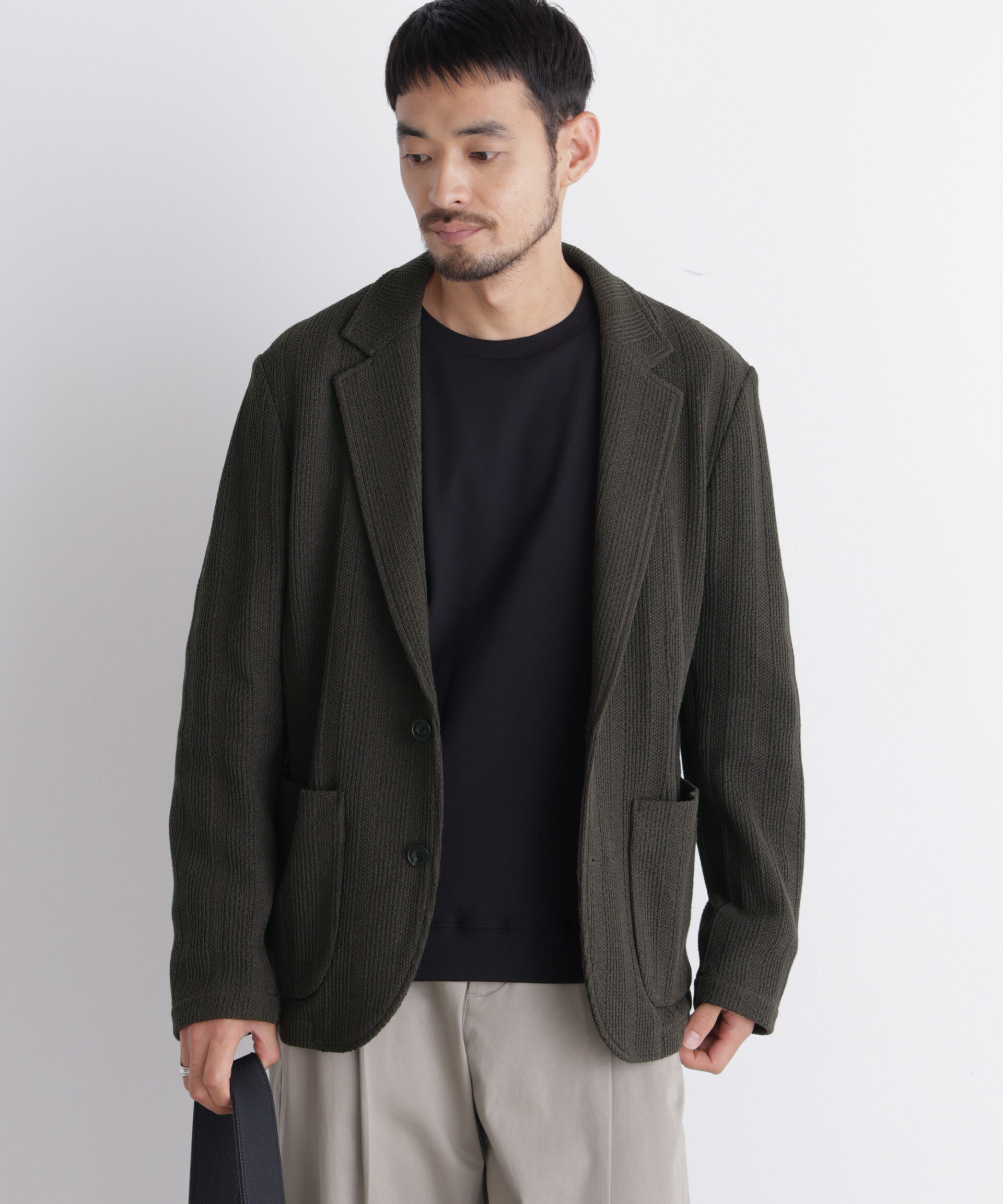 NANO universe「｢DamerinoJacket｣TEXBRID(R) リンクスストライプジャージージャケット」|テーラードジャケット|
