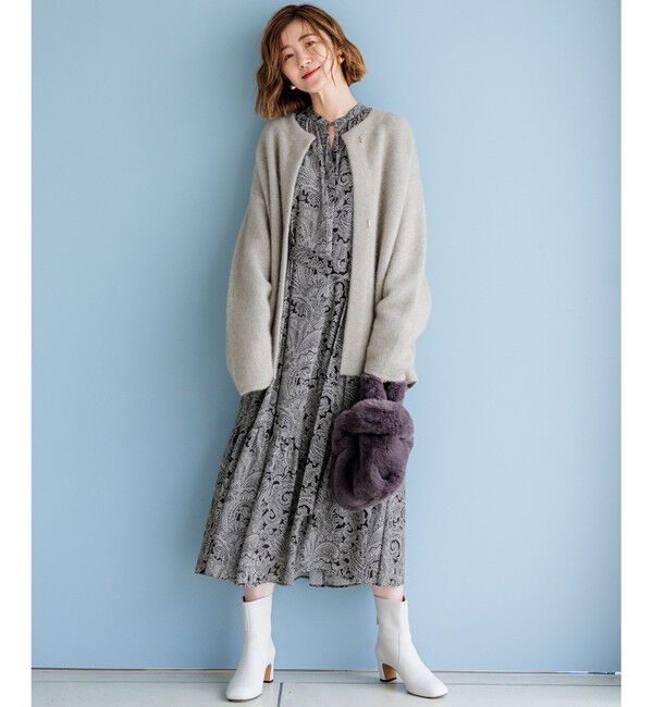 23区「【CLASSY.11月号掲載/洗える】ラクーンブレンドダブルフェイス ニットカーディガン」|カーディガン|