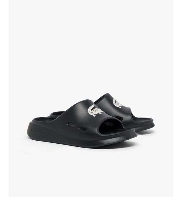 LACOSTE「レディース MEDUZ SLIDE 126 1 CFA 軽量 ワイドストラップ厚底スライドサンダル」|サンダル|ブラック