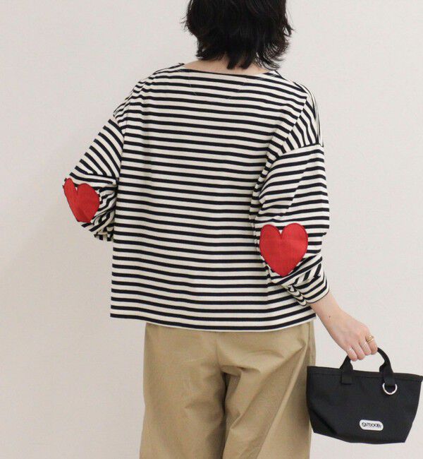 fredy emue「ボーダーハートパッチプルオーバーカットソー」|Tシャツ・カットソー|ホワイト系その他