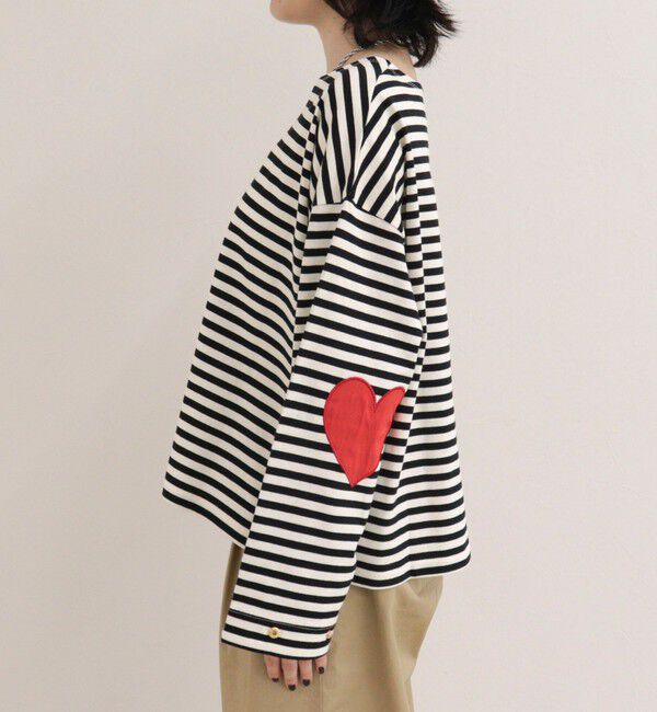 fredy emue「ボーダーハートパッチプルオーバーカットソー」|Tシャツ・カットソー|