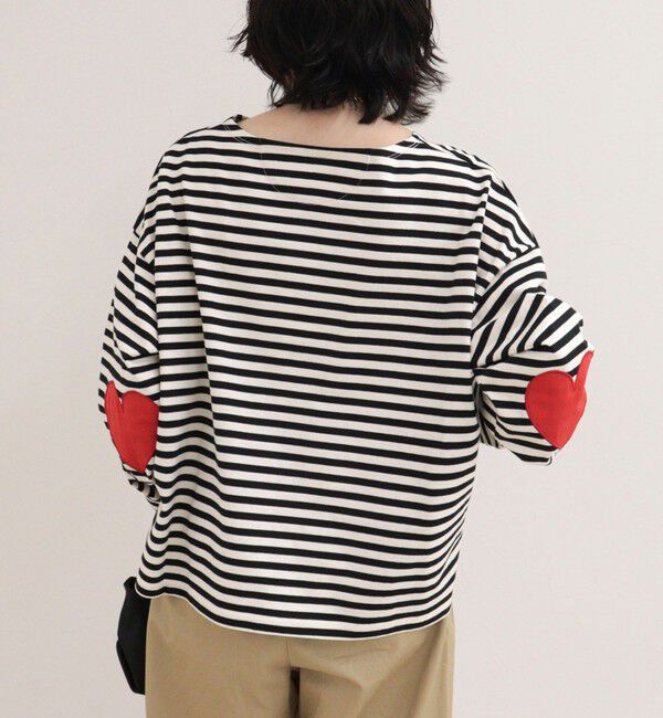 fredy emue「ボーダーハートパッチプルオーバーカットソー」|Tシャツ・カットソー|