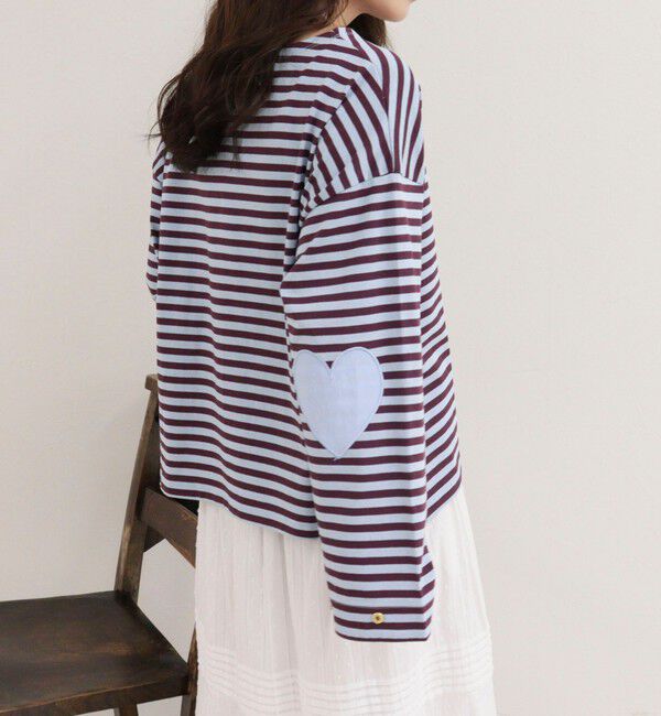 fredy emue「ボーダーハートパッチプルオーバーカットソー」|Tシャツ・カットソー|