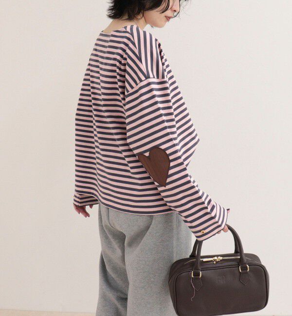 fredy emue「ボーダーハートパッチプルオーバーカットソー」|Tシャツ・カットソー|ピンク系その他