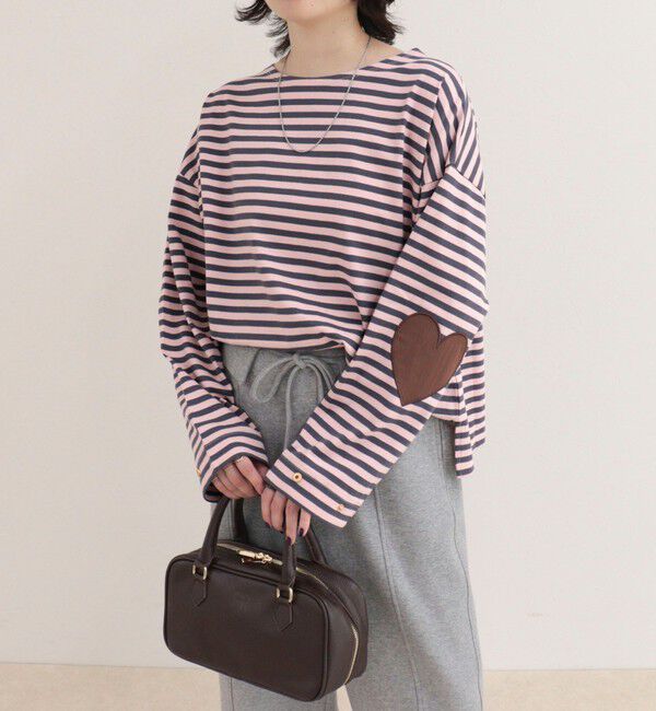 fredy emue「ボーダーハートパッチプルオーバーカットソー」|Tシャツ・カットソー|