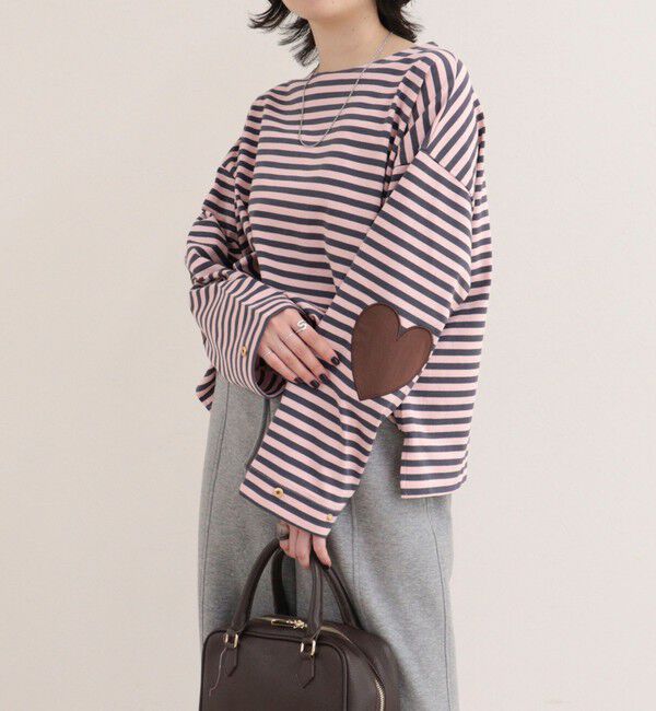fredy emue「ボーダーハートパッチプルオーバーカットソー」|Tシャツ・カットソー|