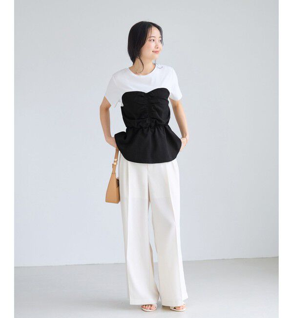 VIS「【WEB限定】美easyリネンライクシャーリングビスチェドッキングトップス/イージーケア・接触冷感」|Tシャツ・カットソー|