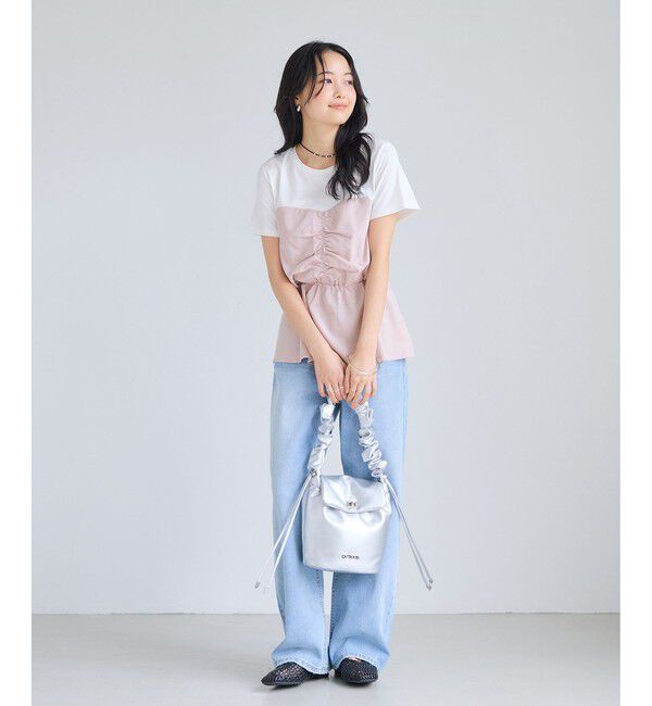 VIS「【WEB限定】美easyリネンライクシャーリングビスチェドッキングトップス/イージーケア・接触冷感」|Tシャツ・カットソー|