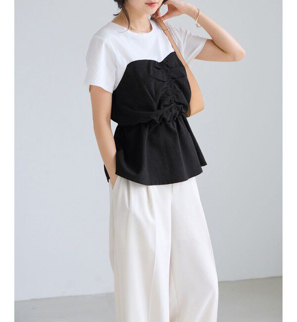 VIS「【WEB限定】美easyリネンライクシャーリングビスチェドッキングトップス/イージーケア・接触冷感」|Tシャツ・カットソー|