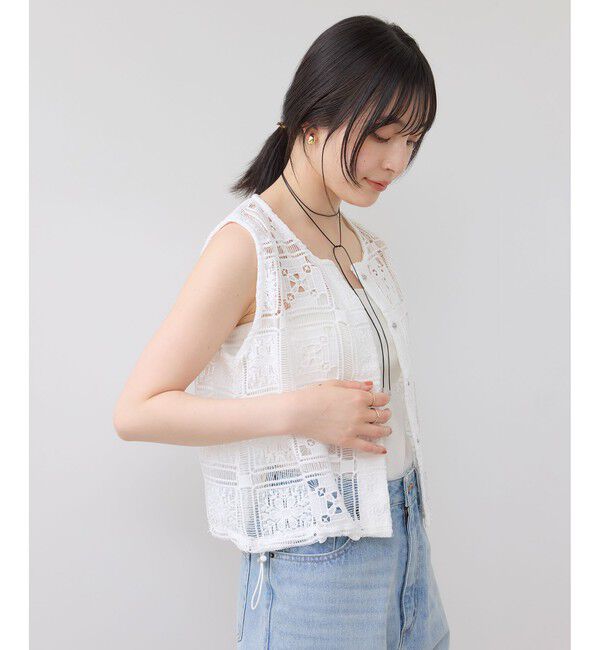 VIS「【WEB限定】クロシェレースシャツベスト」|シャツ・ブラウス|