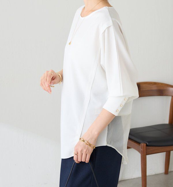  「シアー切替カットジョーゼットプルオーバー」|Tシャツ・カットソー|
