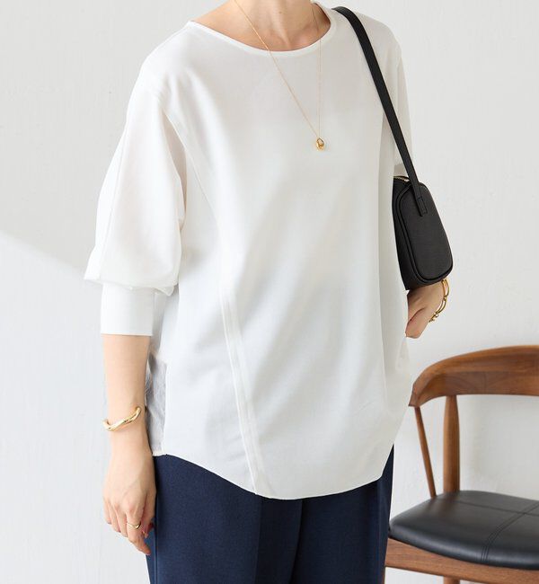  「シアー切替カットジョーゼットプルオーバー」|Tシャツ・カットソー|