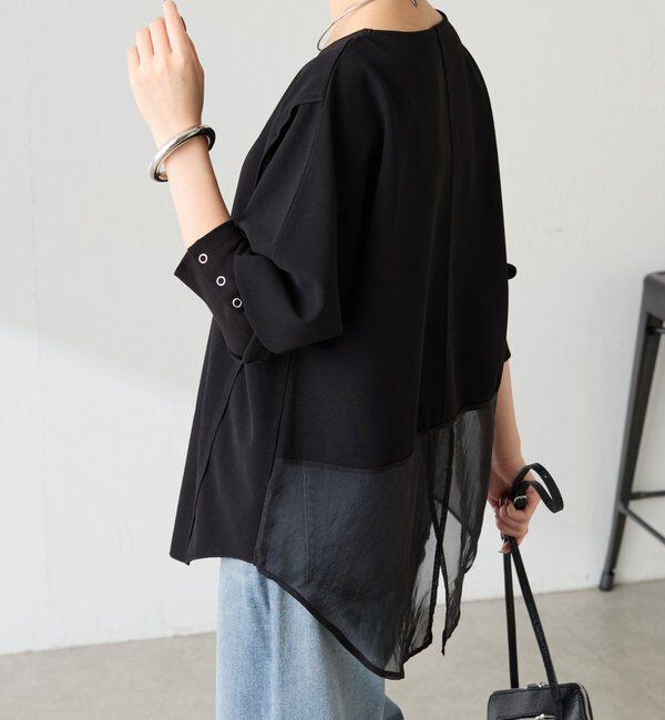  「シアー切替カットジョーゼットプルオーバー」|Tシャツ・カットソー|