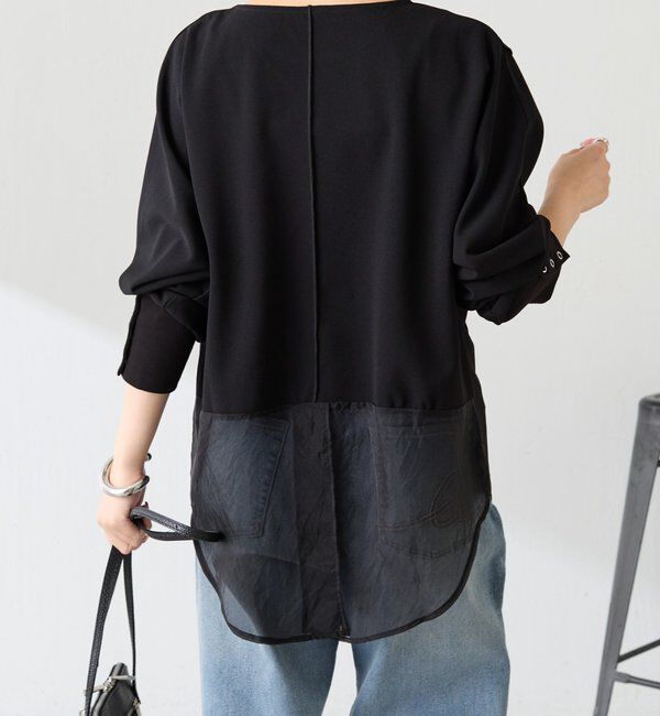  「シアー切替カットジョーゼットプルオーバー」|Tシャツ・カットソー|