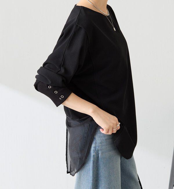  「シアー切替カットジョーゼットプルオーバー」|Tシャツ・カットソー|