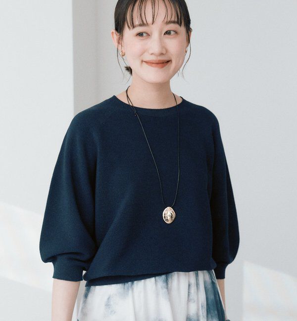  「【柔らかな立体感のある袖が魅力】ハーフバルーンスリーブニット」|ニット・セーター|