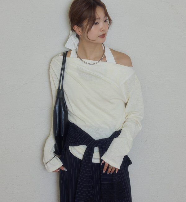  「折り返しオフショルロンT」|Tシャツ・カットソー|