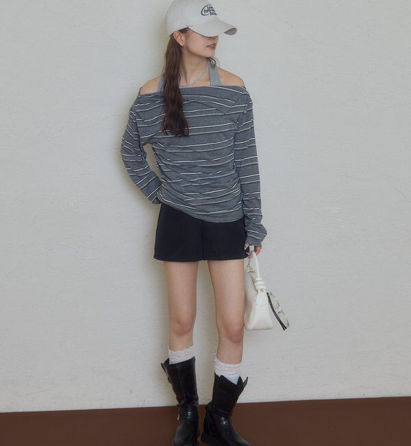  「折り返しオフショルロンT」|Tシャツ・カットソー|