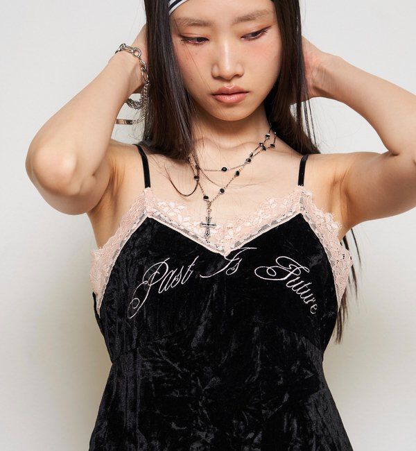  「【26AW LOOK掲載品番】ベロアレースキャミ」|キャミソール|