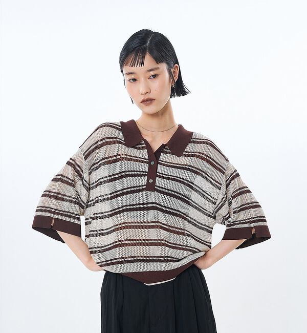 NOMINE「メッシュ ポロニット」|ニット・セーター|