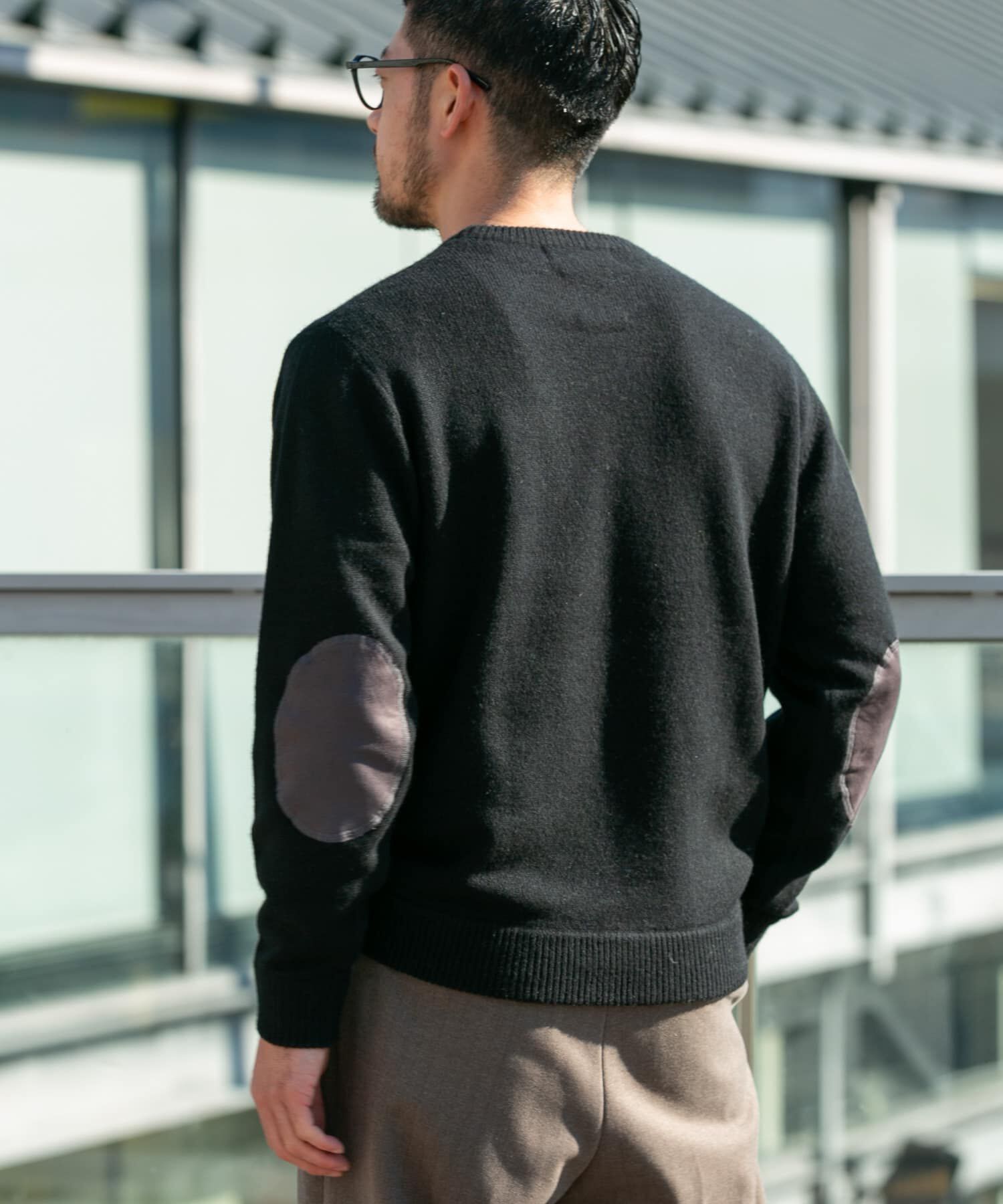 URBAN RESEARCH ROSSO「『XLサイズあり』ハミルトンラムズウールエルボーパッチニット」|ニット・セーター|
